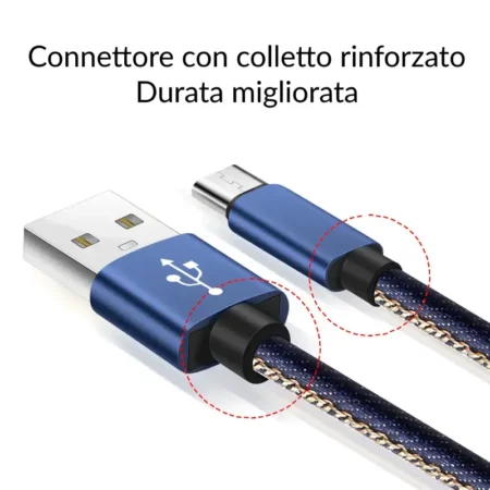 Cavo USB jeans connettore rinforzato