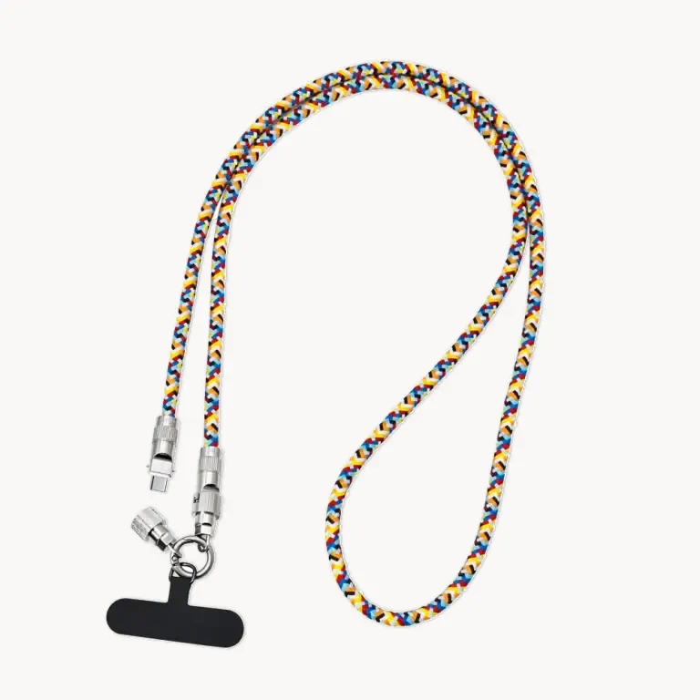 Cavo usb-c collana tracolla cordino multicolor giallo rosso celeste nero